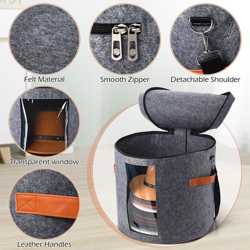 Suzile 4 Pcs Hat Boxes Oversized Round Cowboy Hat Storage