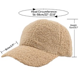 Lamb-Wool Baseball-Caps Warm-Winter Teddy-Fleece Hip-Hop Cap for Men Women Outdoor Travel Khaki