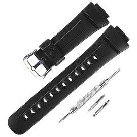 Resin Watch Strap Replacement for Casio for G-Shock G2900, G2900F, G2900BT watch bands for men(Black/Silver Buckle)
