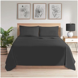 GC GAVENO CAVAILIA Easy Care Flat Sheet King Size - (265 X 275 Cm) Polycotton Bed Sheets - Super Soft & Comfortable Wrinkle Free Sheet -Charcoal