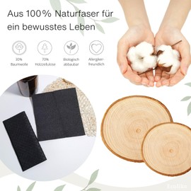 Ecoliko Putztücher ohne Mikrofaser, Schwammtücher aus 100% Naturfasern für Küche & Bad, 6 Stück in dezentem Schwarz, fusselfrei & wiederverwendbar (16×17 cm)