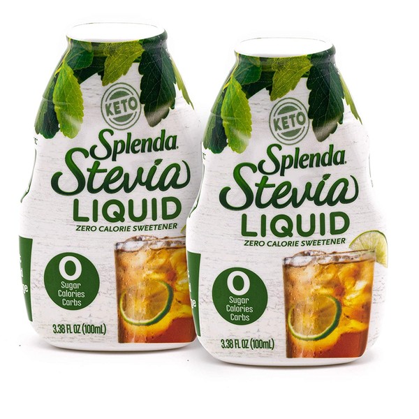 SPLENDA LIQUID Stevia Zero Calorie Sweetener drops, 3.38 Fl Oz Bottle (Stevia, 2 Pack)