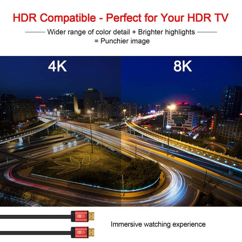 Duttek 8K HDMI Cable, HDMI 2.1 Ultra HD Cable, High