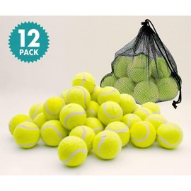 MantraRaj Bag of 12 Tennis Balls Sport Beach Cricket Toy High Bounce Kids Games Dog Ball | Tennis Balls in Net Bag Great for Tennis Practice, Throwing Machines & Playing with Pets