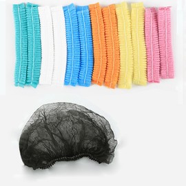 Non Woven Mob Caps, Disposable Hair Nets Cap, Dust-free Hair Covers Headwear for Salon, Catering, Cosmetics, Hospital, etc. (200pcs Black)