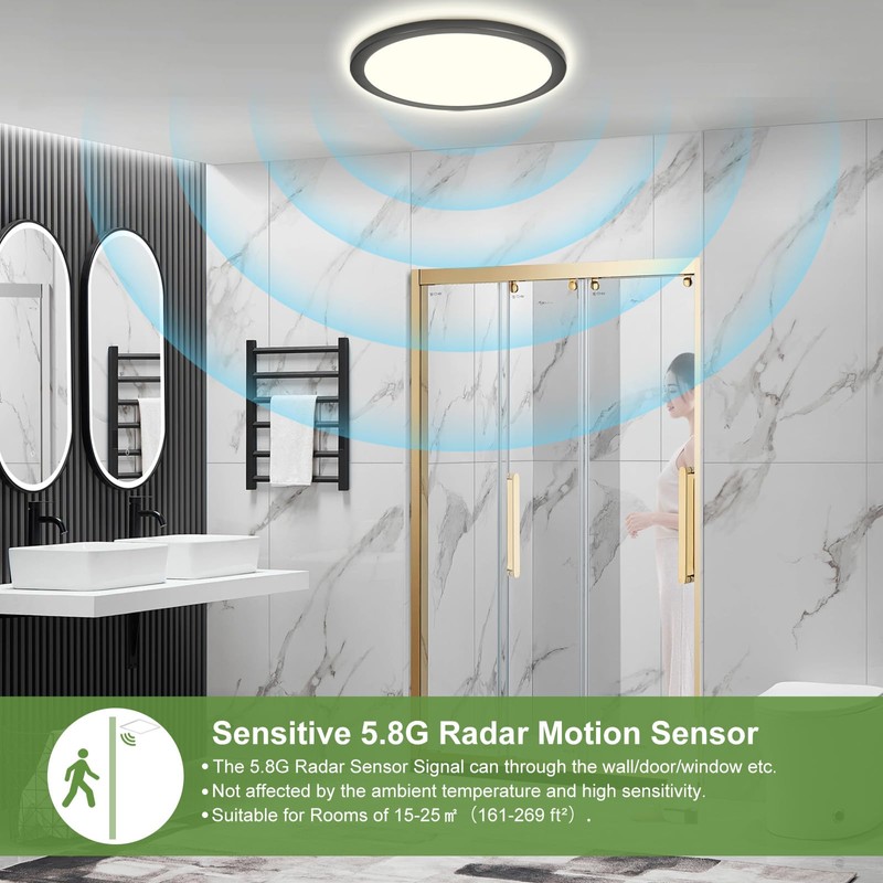 LEZOE 24W Motion Sensor LED Ceiling Light dimmable, 12Inch 2400lm