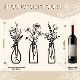 Delivery Within 3 Days: Modern Black Vases, Metal Wall Decorations, Easy to hang Murals in the Living Roomcolor: Black, size: 3 Combination Sets