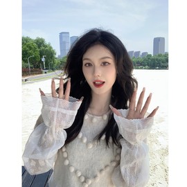 LZZOO UV Protection Gloves, Arm Cover, Women's, Lace, Cool, UV Protection, Arm Cover, Thin, Arm Sleeve, Fingerless Driving, High Elasticity, Summer, Sunscreen, UV Protection, Leg Cover, Unisex,