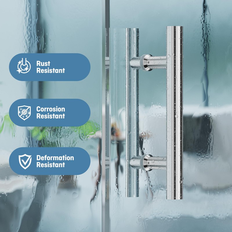 Ranbo Chrome 8" (CTC) Back to Back Shower Door Handle,