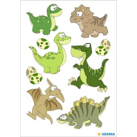 HERMA 15512 Stickers Dinosaur Small Large, 9 Pieces, Wiggly Eyes Animals Stickers with Cute Dinosaur Motif, Children's Labels for Photo Album, Diary, Poetry Album, Scrapbooking, Birthday Decoration,