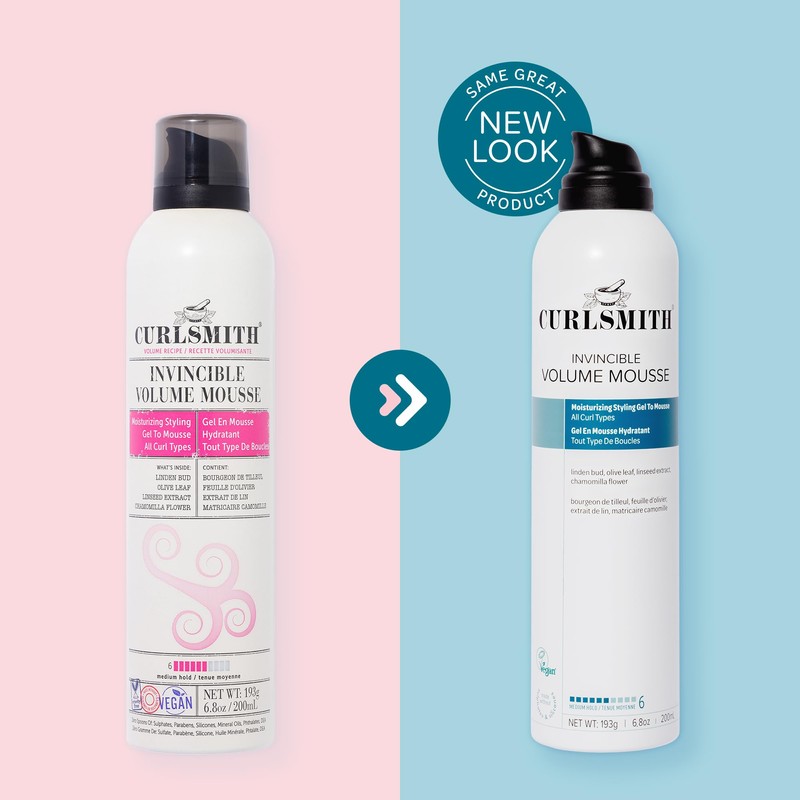 CURLSMITH - Invincible Volume Hair Mousse, Instant Volume, Alcohol Free,