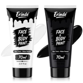Erinde Pintura Corporal Blanco+Negro Face,Pintura Facial de Cobertura Total