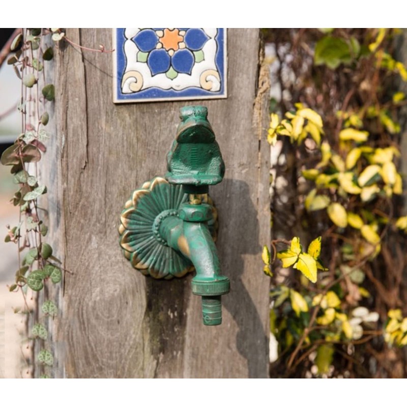 Garden Outdoor Faucet Antique Green Frog Handle Brass Single Cold