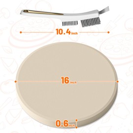 Large Pizza Stone Set,Heavy Duty 16" Pizza Stone for Oven and Grill with Stone Brush,Large Baking Stone for Pizza, Bread