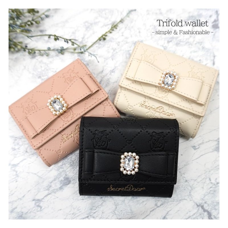 Reborn Company Trifold Wallet Compact Mini Wallet, Women's, Ribbon, Box