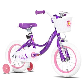 JOYKIE JOYSTAR 12/14/16/18-Inch Cute Colors High-Carbon Steel Frame Oversized Saddle Children's BicycleGender: Girl, Color: Purple, Size: 18