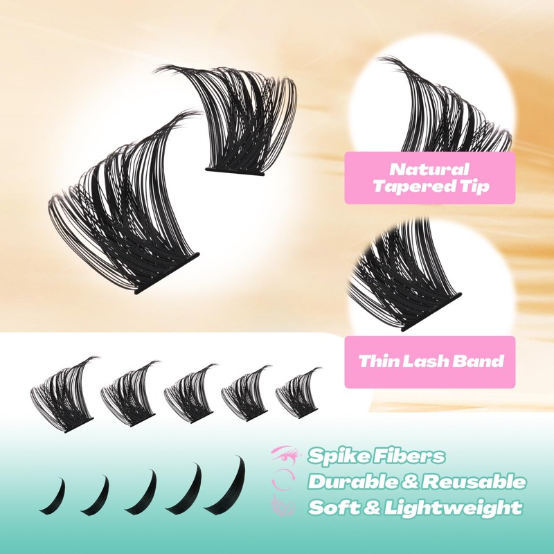 GEMERRY Wimpern Extensions Spikes DIY Cluster Wimpern D Curl Individuelle