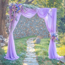 Wedding Arch Draping Fabric Lavender Purple Sheer Wedding Arch Drapes for Ceremony Bridal Party Romantic Wedding Decor 19Ft Length x 28" Width 2 Panel