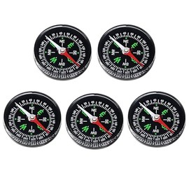 Mini brújula de 1.575 in [5 piezas] – Compás pequeña llena de aceite de bolsillo a granel para senderismo y campamento – [Negro] accesorio de activida