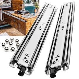 REGUDA Heavy Duty Locking Drawer Slides Full Extension Runners with Lock 12 14 16 18 20 22 24 26 28 30 32 34 36 38 40 Inch Side Mount Ball Bearing Rails Track Glides 150 Lbs (with Lock, 16 inch)