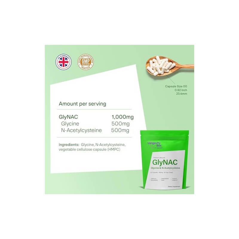 GlyNAC 1000 mg – Glycine and NAC 500 mg, 120