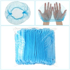 100 Pieces Hair Caps 21 Inch Non-woven Caps Hair Net Elastic Cap Head Hair Cover Hats for Cosmetics, Beauty Salon (Blue)
