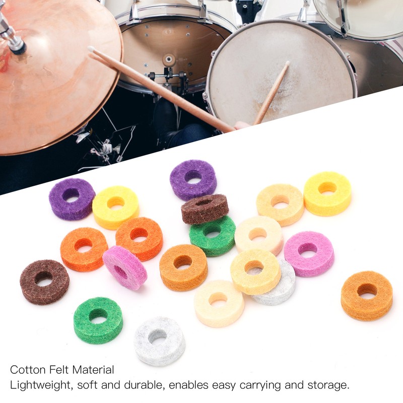 20Pcs Drum Cymbal Felt Multicolour Pad Instrument Accessory Replacement Part