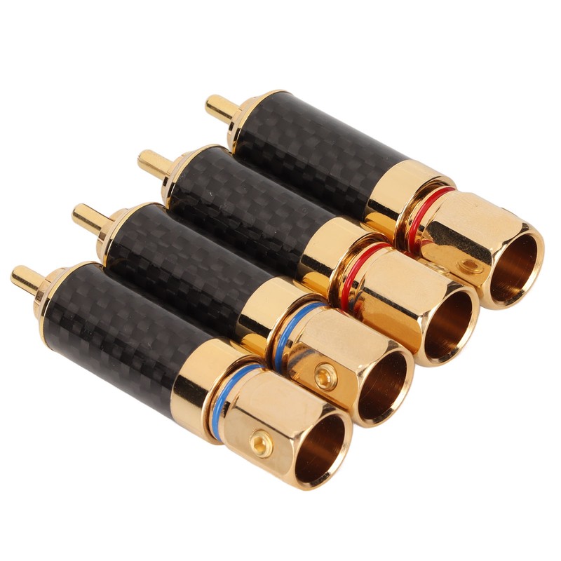 4Pcs RCA Sound Plug Carbon Fiber Gold Plated Oxidation Resistance