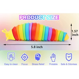 Kabvy Sensory Slug Fidget Toys 6 Pack - Sensory Toys for Autism, ADHD, Anxiety and Stress Relief, Valentines Day Gift for Kids Toddlers Girls and Boys