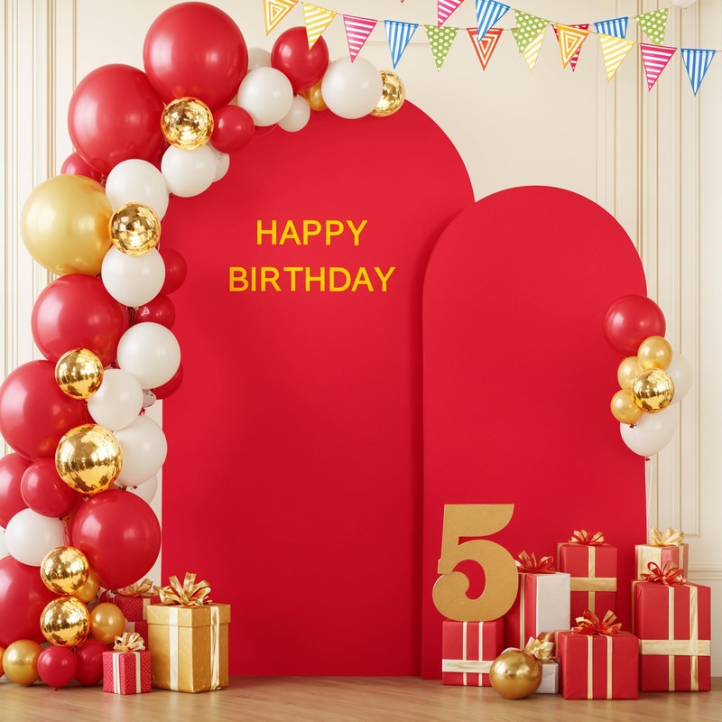 Red Arch Backdrop Covers - 7.2FT, 6FT Spandex Fitted Wedding