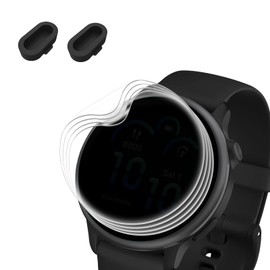 4 Stück Displayschutzfolie Kompatibel für Garmin VivoActive 6 42mm + 2 Stück teiliger Ladeanschlussschutz [Anti-Kratzer] [Hohe Auflösung] [Blasenfrei] Flexibel TPU Schutzfolie für Garmin VivoActive 6
