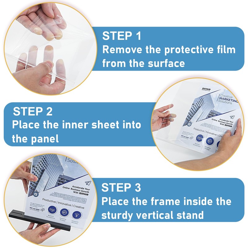 8.5 x 11 Acrylic Sign Holder - Vertical Double-Sided Table