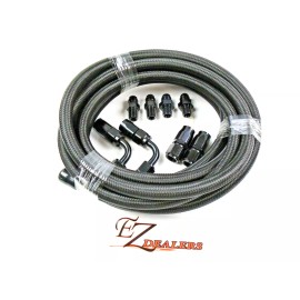 EZ-LINES 4L60E 4L65E Automatic Transmission Cooler Line Kit Black -6 AN Steel Braided