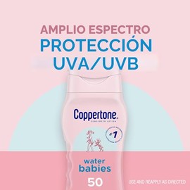 Coppertone WaterBabies - Loción de protección solar para bebés SPF 50, protector solar hipoalergénico para bebés, resistente al agua, recomendado por 