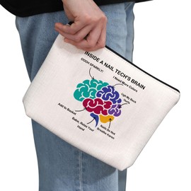 G2TUP Nail Technician Gift Inside A Nail Tech’s Brain Makeup Bag Nail Artist Cosmetic Bag Manicurist Thank You Gift (A Nail Tech’s Brain MB)