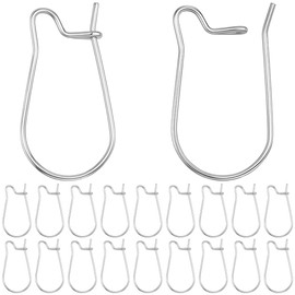 Beebeecraft 1 Box 60Pcs Kidney Earring Hooks 316 Surgical Stainless Steel Hoop Earrings Findings 0.7mm/21 Gauge Hypoallergenic U Shaped Ear Wires for Jewellery Making Supplies DIY Craft Beginner