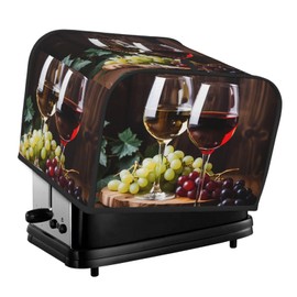 DXTKWL Toaster Cover 4 Slice Red Wine Glass Grapes Waterproof Appliance Cover with Hang Loop Bread Baker Toaster Cover for Kitchen