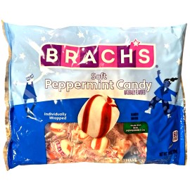 Brach's Soft Peppermint Stripes Candy 10 oz/60 pc w/Real Peppermint Oil Holiday