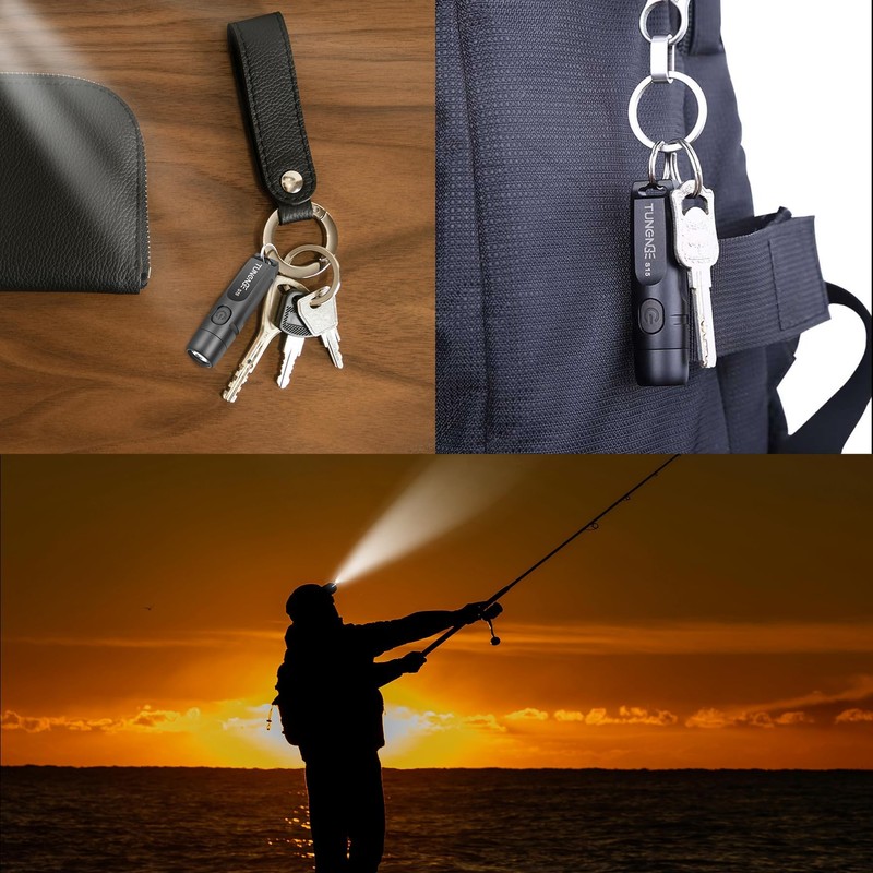 TUNENGE Rechargeable Keychain Flashlights, 650 High Lumens EDC Pocket Flashlights,