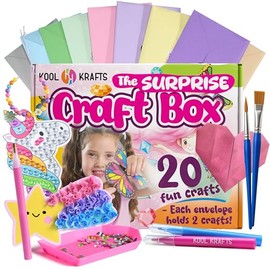 Kit de 20 artes y manualidades para niñas – The Surprise Craft Box, juego de manualidades todo incluido con 20 proyectos divertidos, empaquetado individualmente, instrucciones fáciles paso a paso