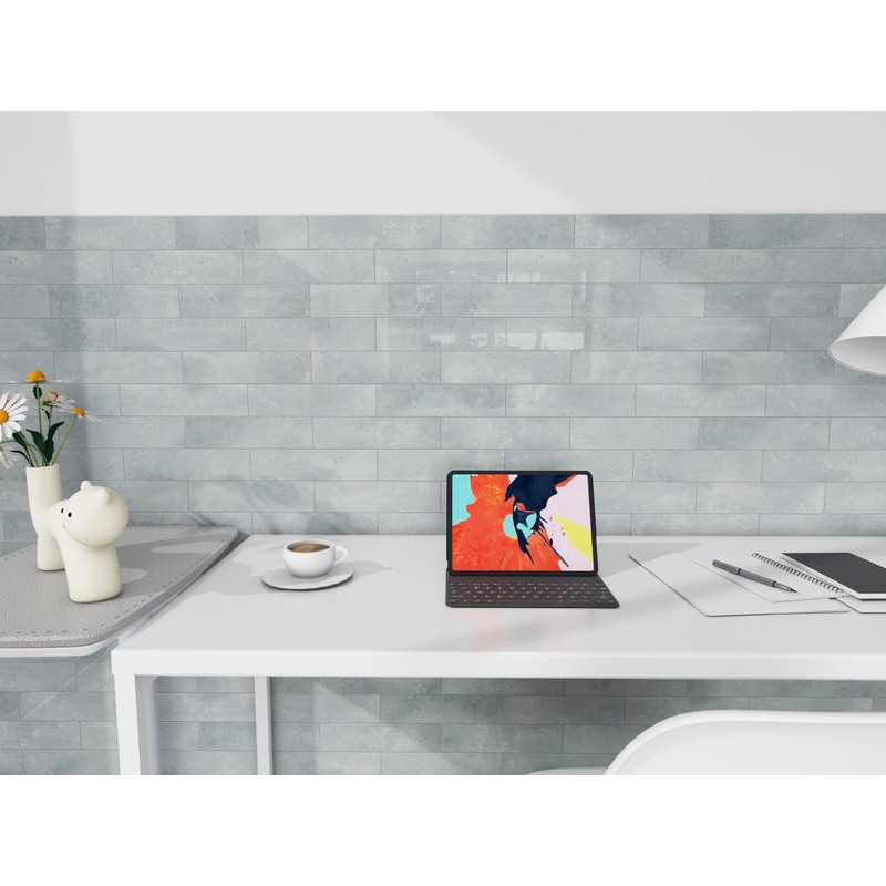COLAMO Luxury Grey Peel and Stick Subway Tile Backsplash, Glossy