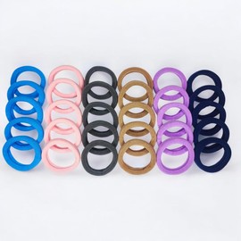 AL KASEEN Black Hair Ponytail Holder Rubber Bands Ties Soft Elastic No Damage Seamless Stretchable Non-Slip Cotton, Thick Thin, Scrunchies for School Girls, Kids, Women (English-Light, 30)