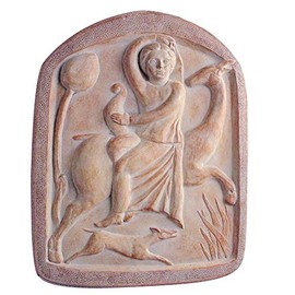 Toscana Mediterranean-Style Old-World Cast Stone Indoor/Outdoor Garden Plaque, 12" Antique Patina Color