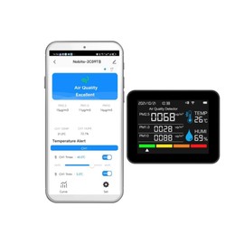 2CO9TB Smart WiFi Air Quality Monitor, Air Dust PM2.5 PM1.0 PM10 and Thermometer with Temperature and Humidity Alarm，Air Quality Tester for Bedroom, Indoor Detects，Smart Home