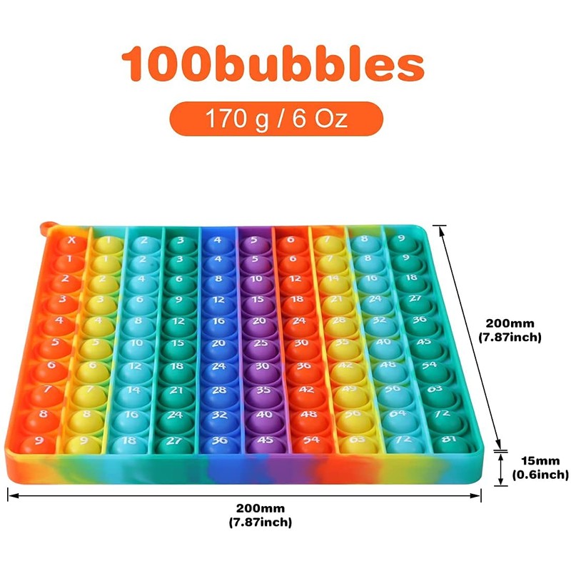 DK-SIMINA Large P0pp with Numbers, Rainbow Square Dimples Fidgett Ttoy