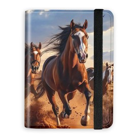 KUJKBFWJ RFID Blocking Passport Holder Wallet - Premium Leather Travel Accessories for Women & Men, Three Brown Horses, Secure Card Case Organizer