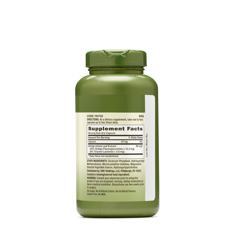 GNC Herbal Plus Ginkgo Biloba 60mg Supplement, Vegetarian, Supports Mental