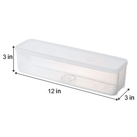 ZENFUN Set of 6 Pasta Storage Containers with Lid, Airtight Spaghetti Noodle Holder Rectangular Chopstick Storage Box Sealed Noodle Canisters for Refrigerator, Kitchen Pantry, 3" x 12" x 3", BPA-FREE