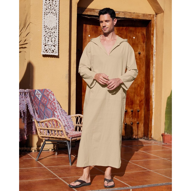 YAOHUOLE Mens Long Sleeve Kaftan Side Split Men Kaftan Long