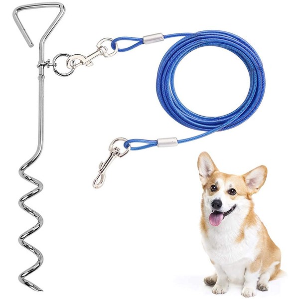CLKHOWL Dog Stake Tie Out Cable - 16/30" Anti Rust